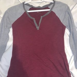 Maroon and Grey baseball tee